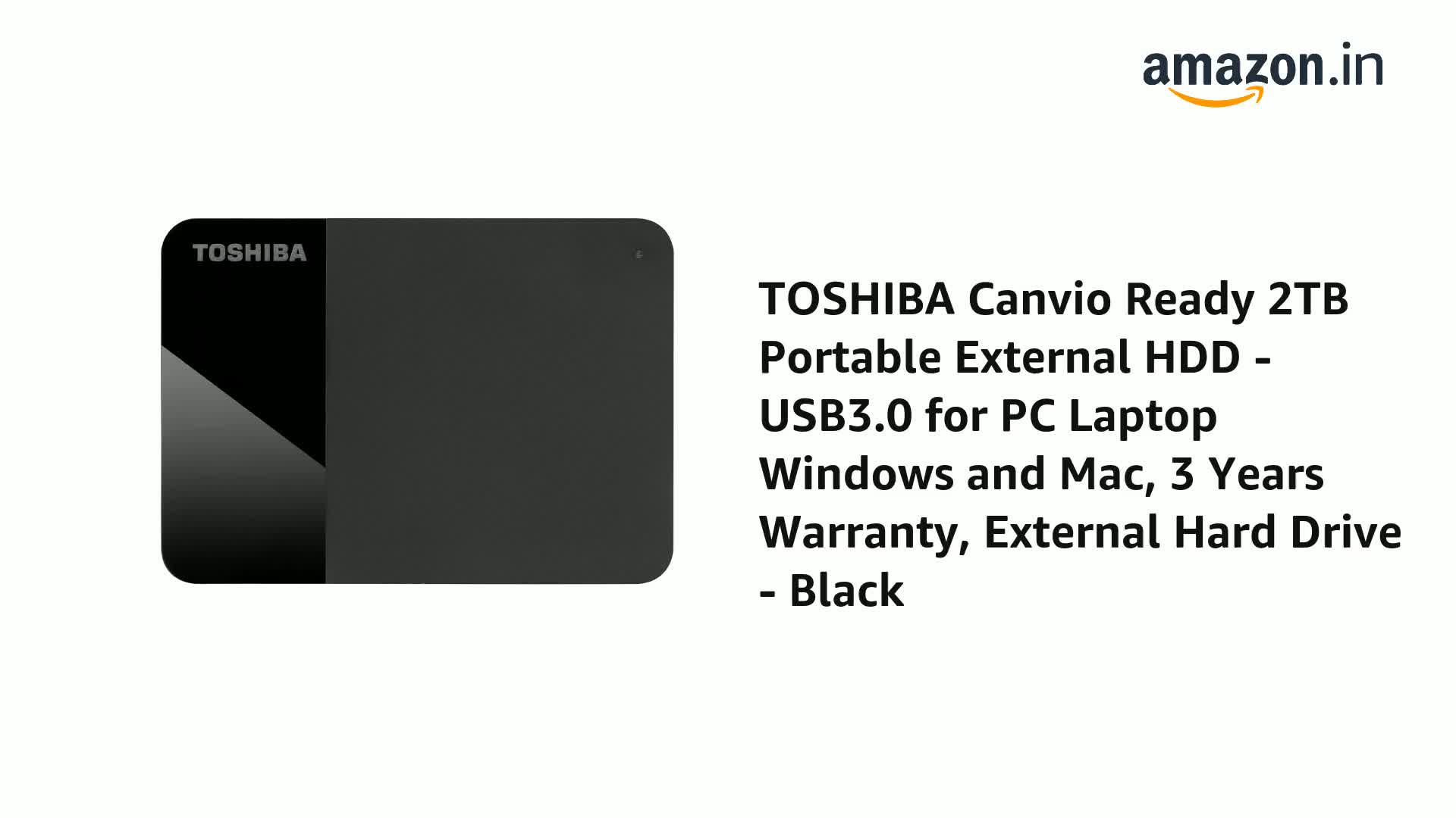 Toshiba Canvio Ready 2TB Portable External HDD